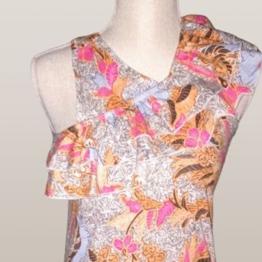 NWT INC INTERNATIONAL CONCEPTS TROPICAL RUFFLED TANK TOP SIZE XS